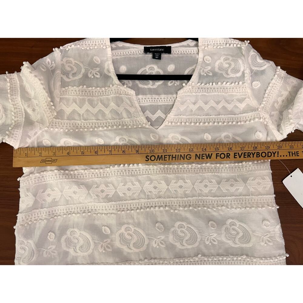NWT Karen Kane Embroidered Cotton Tunic Top White Petite MP Boho $128 - Picture 8 of 10